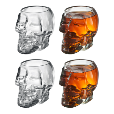 Monkey and Heroes Extra Large Skull Shot Glasses Set of 4, Use Skull Head Cup For A Whiskey, Scoth and Vodka Shot Glass, 3 Ounces-0